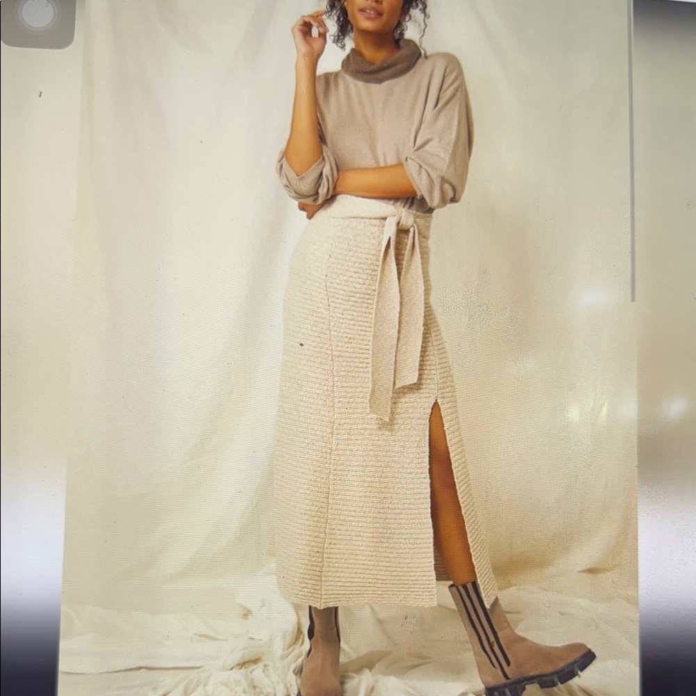 Free People Claudia Blanket Skirt in Oatmeal